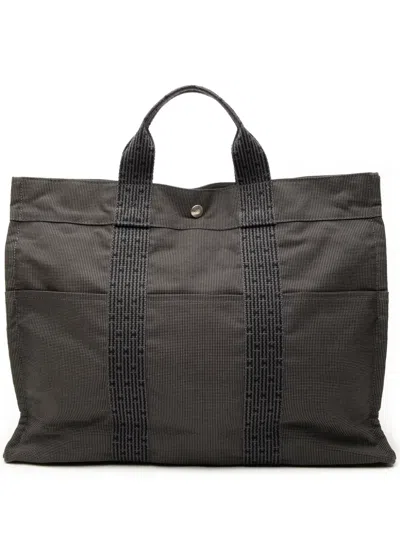 Pre-owned Hermes 20th Century Canvas Herline Mm Tote Bag In Gray