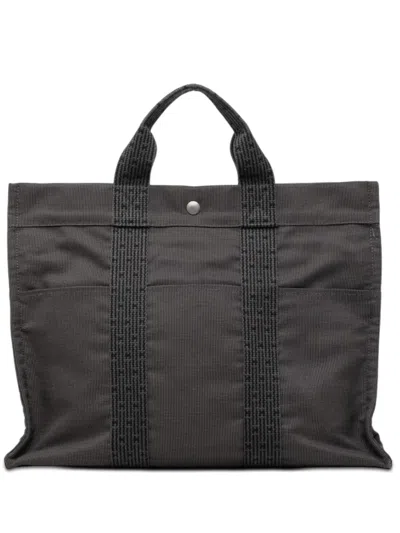 Pre-owned Hermes 20th Century Canvas Herline Mm Tote Bag In Gray