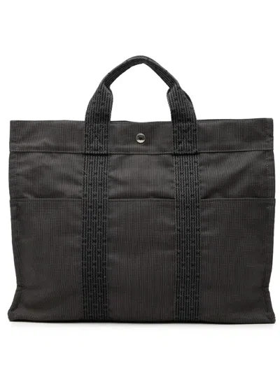 Pre-owned Hermes 20th Century Canvas Herline Mm Tote Bag In Gray