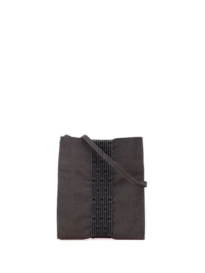 Pre-owned Hermes 20th Century Canvas Herline Pochette Crossbody Bag In Gray