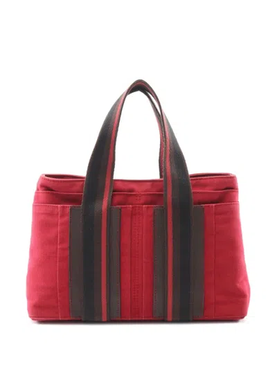 Pre-owned Hermes 20th Century Canvas Sac Troca Horizontal Pm Tote Bag In Red