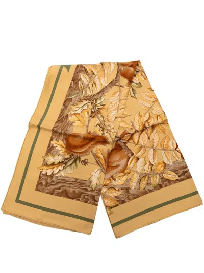 Pre-owned Hermes 20th Century Casse Noisette Silk Scarf 90 Scarves In Brown