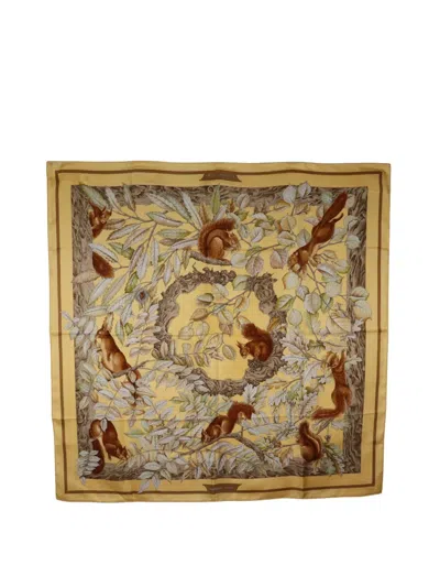 Pre-owned Hermes 20th Century Casse Noisette Silk Scarf 90 Scarves In Brown