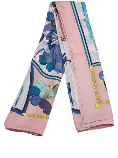Pre-owned Hermes 20th Century Chocs En Plumes Silk Scarf Scarves In Pink