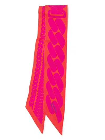 Pre-owned Hermes 20th Century Clic Cest Noue Silk Twilly Scarf Scarves In Orange