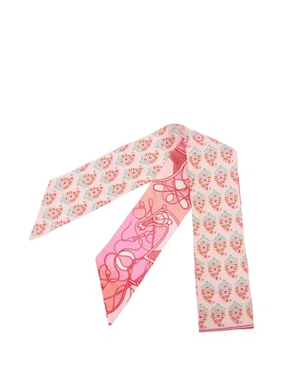 Pre-owned Hermes 20th Century Coup De Fouet Au Bloc Silk Twilly Scarf Scarves In Pink