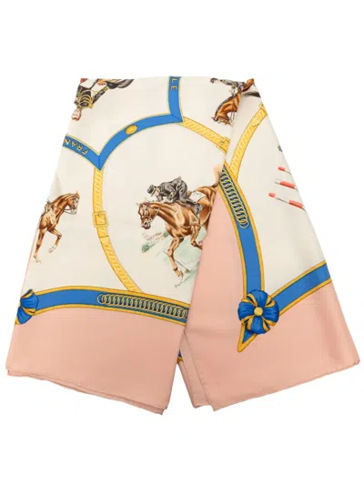 Pre-owned Hermes 20th Century Ecole Francaise D Equitation Silk Scarf 90 Scarves In White