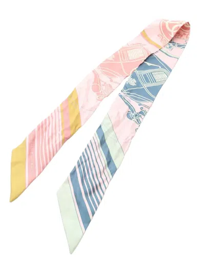 Pre-owned Hermes 20th Century Ex Libris Silk Twilly Scarf Scarves In Multi