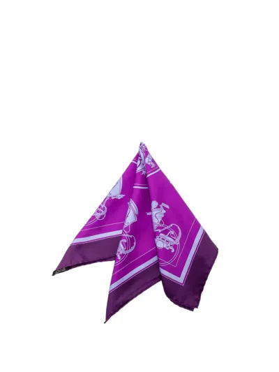 Pre-owned Hermes 20th Century Ex-libris Silk Scarf Scarves In Purple