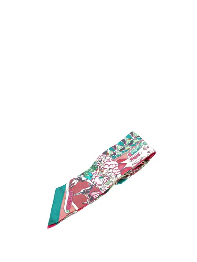 Pre-owned Hermes 20th Century Exposition Universelle Twilly Silk Scarf Scarves In Pink