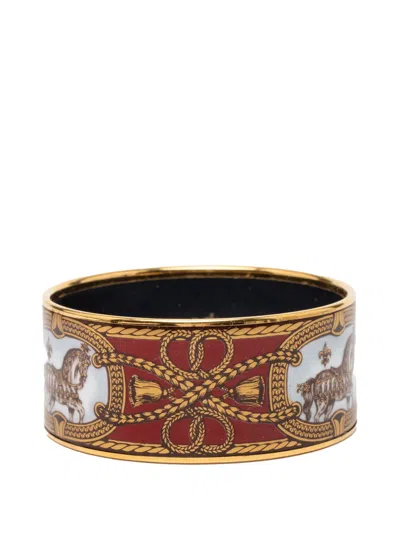 Pre-owned Hermes 20th Century Extra Wide Enamel Grand Apparat Bracelet 70 Costume Bracelet In Red