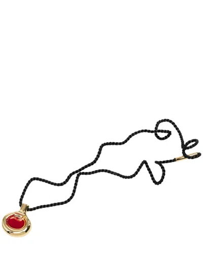 Pre-owned Hermes 20th Century Gold Plated And Lacquered Parfum Bottle Pendant Necklace Costume Necklace