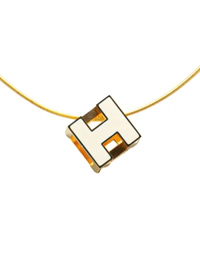 Pre-owned Hermes 20th Century Gold Plated Cage Dh Cube Necklace Costume Necklace In 金色