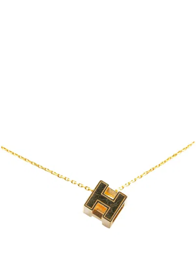 Pre-owned Hermes 20th Century Gold Plated Cage Dh Cube Necklace Costume Necklace