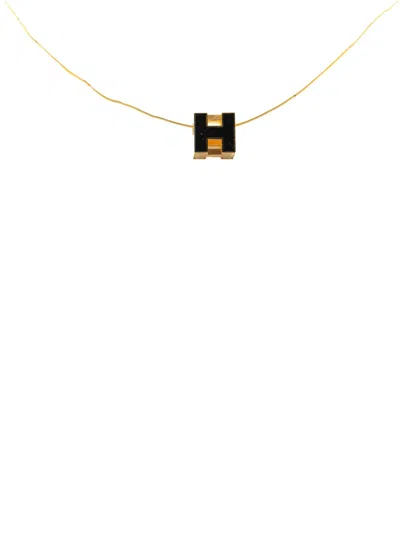 Pre-owned Hermes 20th Century Gold Plated Cage Dh Cube Necklace Costume Necklace