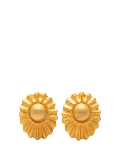Pre-owned Hermes 20th Century Gold Plated Sun Clip On Earrings Costume Earrings