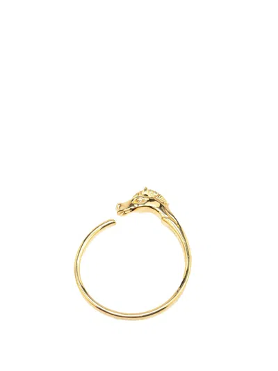 Pre-owned Hermes 20th Century Gold Plated Tete De Cheval Horse Bangle Costume Bracelet