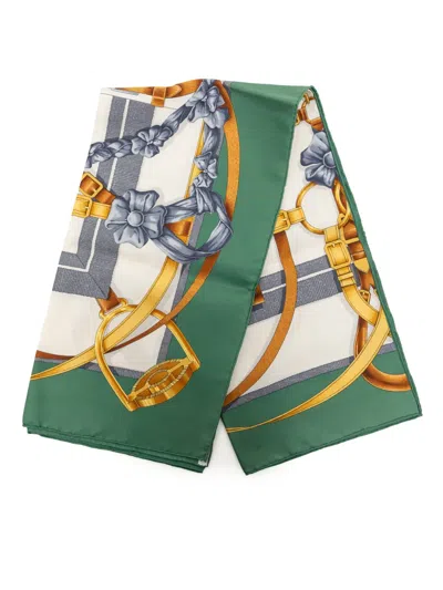 Pre-owned Hermes 20th Century Grand Manege Silk Scarf 90 Scarves In Green