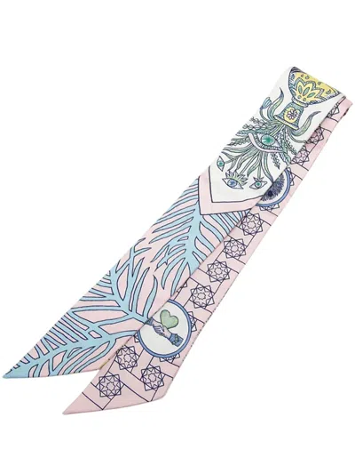 Pre-owned Hermes 20th Century La Danse Des Amazones Silk Twilly Scarf Scarves In Pink