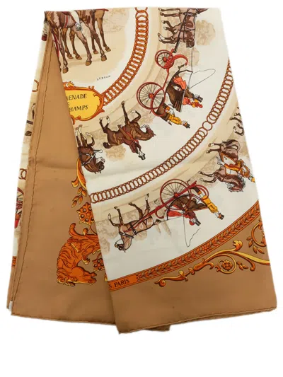 Pre-owned Hermes 20th Century La Promenade De Longchamps Silk Scarf 90 Scarves In Multicolour