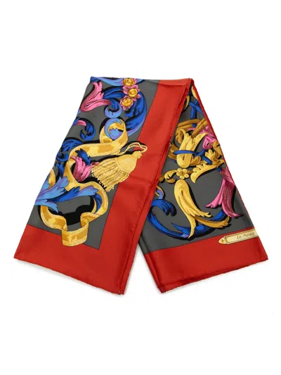 Pre-owned Hermes 20th Century Le Mors A La Conetable Silk Scarf 90 Scarves In Gray