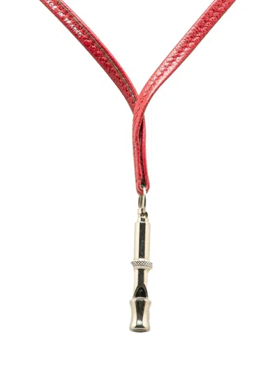 Pre-owned Hermes 20th Century Leather Ultrasonic Dog Whistle Necklace Costume Necklace