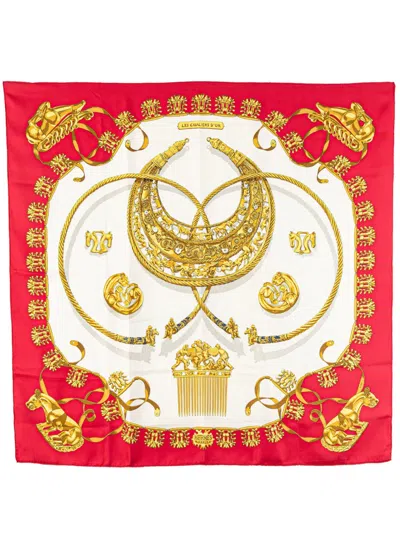 Pre-owned Hermes 20th Century Les Cavalier D Or Silk Scarf Scarves