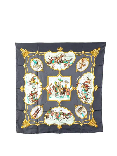 Pre-owned Hermes 20th Century Les Chevaux Des Moghols Silk Scarf Scarves