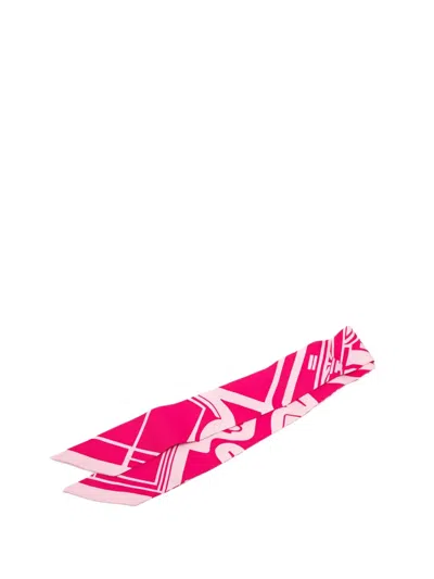 Pre-owned Hermes 20th Century Les Coupes Tattoo Twilly Silk Scarf Scarves In Pink