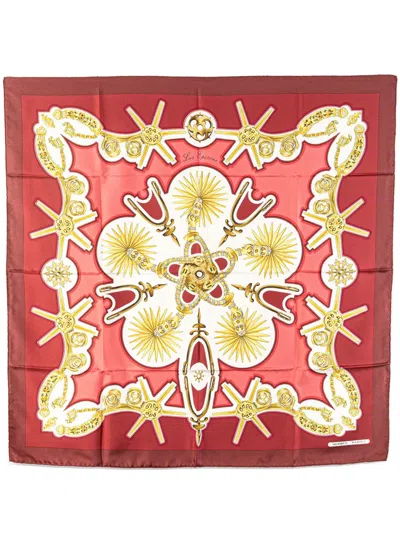 Pre-owned Hermes 20th Century Les Eperons Silk Scarf Scarves In Red