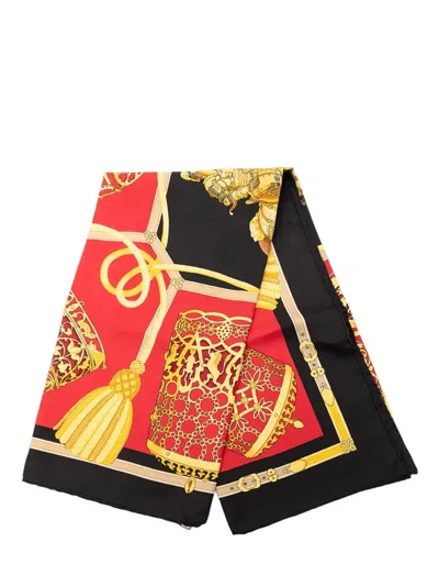 Pre-owned Hermes 20th Century Les Muserolles Silk Scarf 90 Scarves In Black