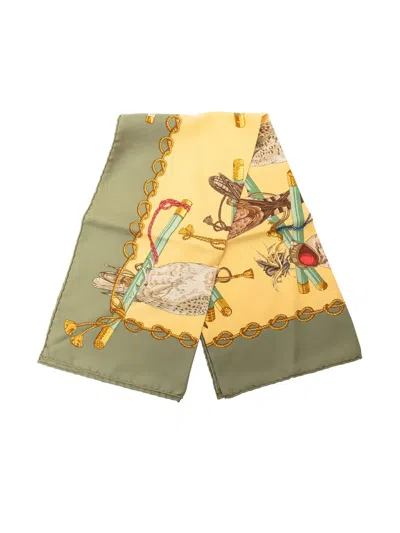 Pre-owned Hermes 20th Century Les Oiseaux Du Roy Silk Scarf 90 Scarves In Yellow