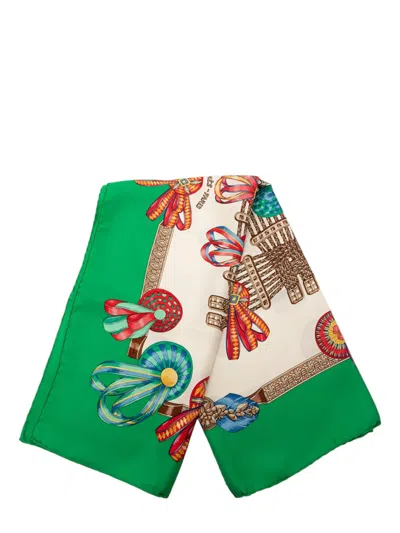 Pre-owned Hermes 20th Century Les Rubans Du Cheval Silk Scarf 90 Scarves In White