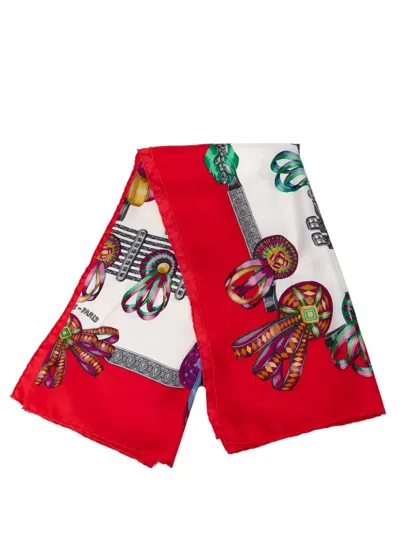 Pre-owned Hermes 20th Century Les Rubans Du Cheval Silk Scarf Scarves In White