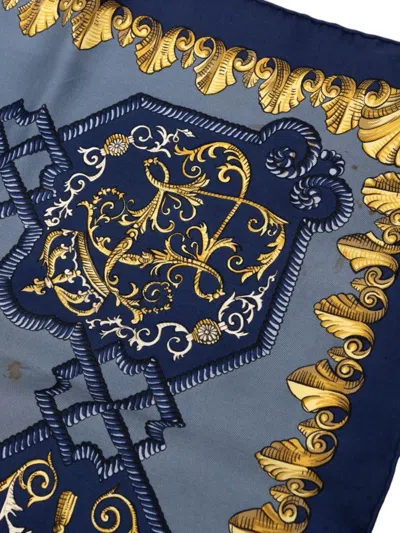 Pre-owned Hermes 20th Century Ludovicus Magnus Silk Scarf Scarves In Blue