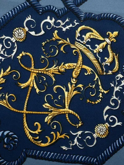 Pre-owned Hermes 20th Century Lvdovicvs Magnvs Silk Scarf 90 Scarves In Blue