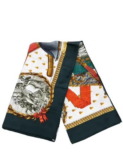 Pre-owned Hermes 20th Century Napoleon Silk Scarf 90 Scarves In White