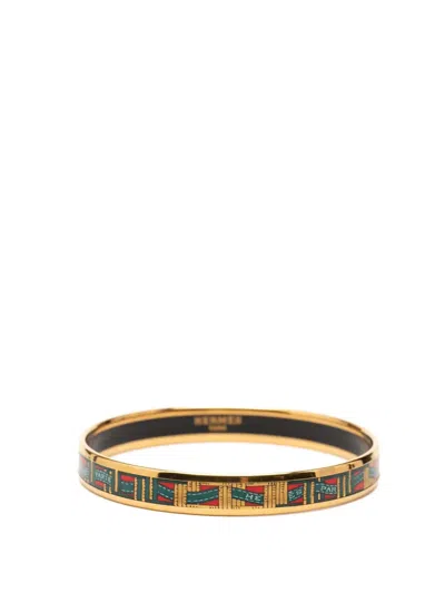 Pre-owned Hermes 20th Century Narrow Cloisonne Enamel Bangle 62 Costume Bracelet In Multi