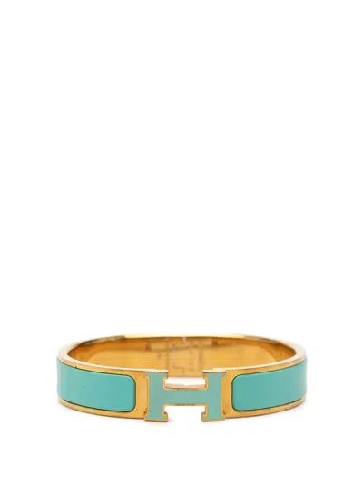 Pre-owned Hermes 20th Century Narrow Enamel Clic H Bracelet Pm Costume Bracelet In Blue