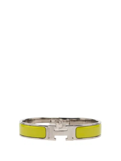 Pre-owned Hermes 20th Century Narrow Enamel Clic H Bracelet Pm Costume Bracelet In Yellow