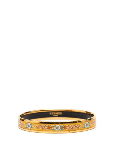 Pre-owned Hermes 20th Century Narrow Wild Flower Enamel Bangle 65 Costume Bracelet In Multicolour