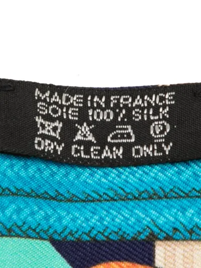 Pre-owned Hermes 20th Century Objets De Curiosite Silk Twilly Scarf Scarves In Blue