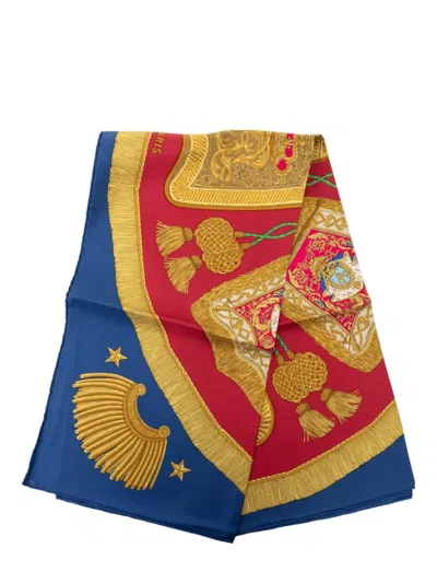 Pre-owned Hermes 20th Century Poste Et Cavalerie Silk Scarf 90 Scarves In Blue