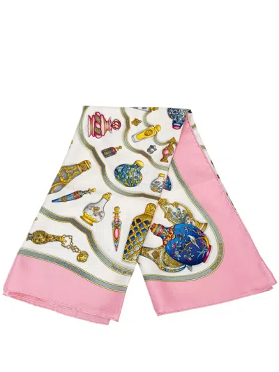 Pre-owned Hermes 20th Century Qu Importe Le Flacon Silk Scarf 90 Scarves In White