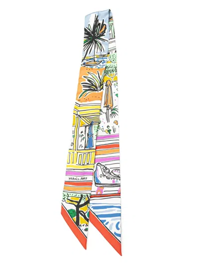 Pre-owned Hermes 20th Century Rayures D'ete Twilly Silk Scarf Scarves