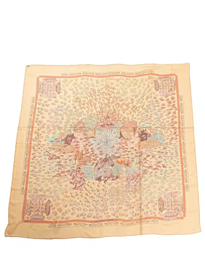 Pre-owned Hermes 20th Century Recontre Oceane Chiffon Silk Scarf Scarves