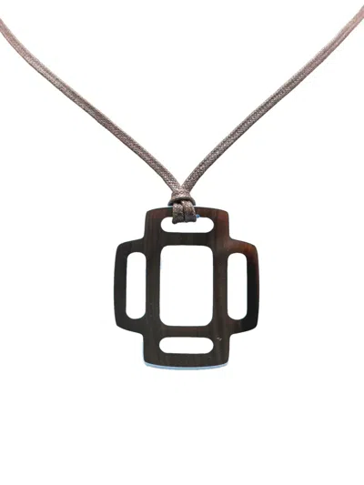 Pre-owned Hermes 20th Century Rhythm Buffalo Horn Pendant Necklace Costume Necklace
