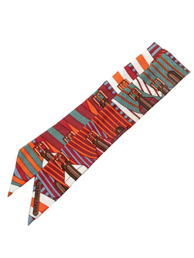 Pre-owned Hermes 20th Century Sangles Silk Twilly Scarf Scarves