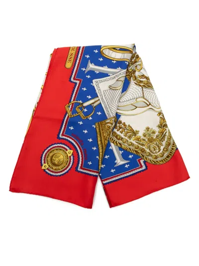 Pre-owned Hermes 20th Century Selles A Housse Silk Scarf 90 Scarves In Blue