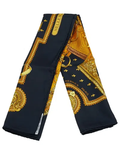 Pre-owned Hermes 20th Century Selles A Housse Silk Scarf Scarves In Blue